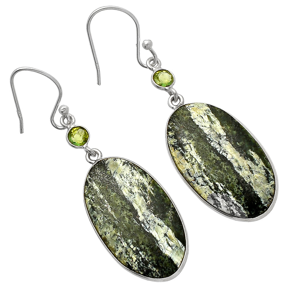 Natural Chrysotile & Peridot Earrings E-1002 SDE82475