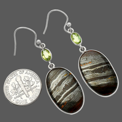 Natural Iron Tiger Eye & Peridot Earrings E-1002 SDE82489