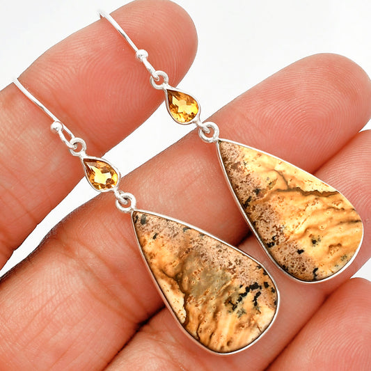 Natural Picture Jasper & Citrine Earrings E-1002 SDE82518