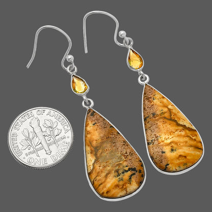 Natural Picture Jasper & Citrine Earrings E-1002 SDE82518