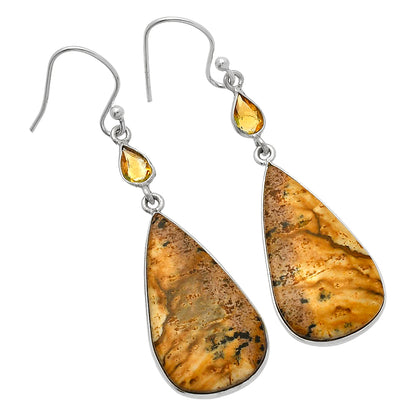 Natural Picture Jasper & Citrine Earrings E-1002 SDE82518