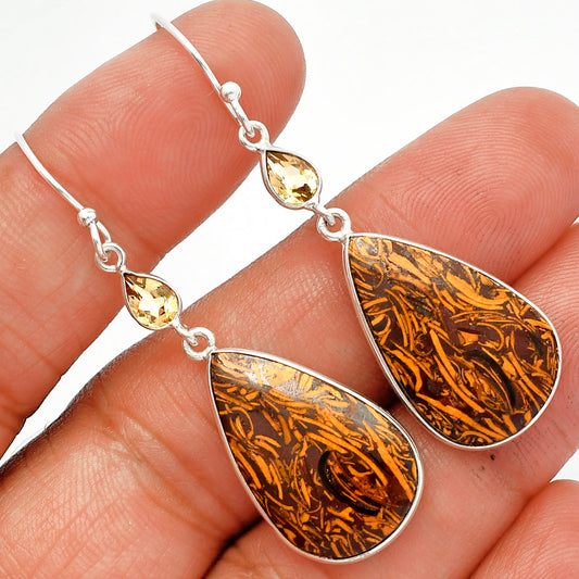 Coquina Fossil Jasper & Citrine Earrings E-1002 SDE82533
