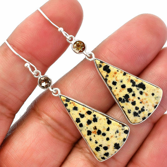 Natural Dalmatian & Smoky Quartz Earrings E-1002 SDE82563