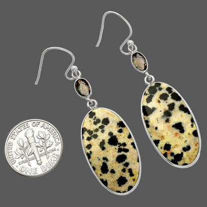 Natural Dalmatian & Smoky Quartz Earrings E-1002 SDE82577