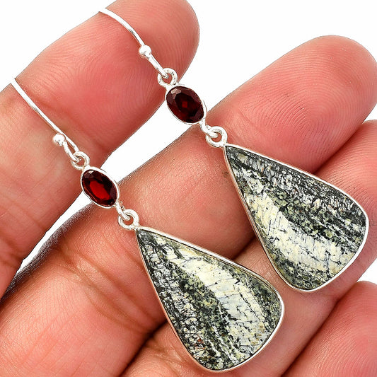 Natural Chrysotile & Garnet Earrings E-1002 SDE82578