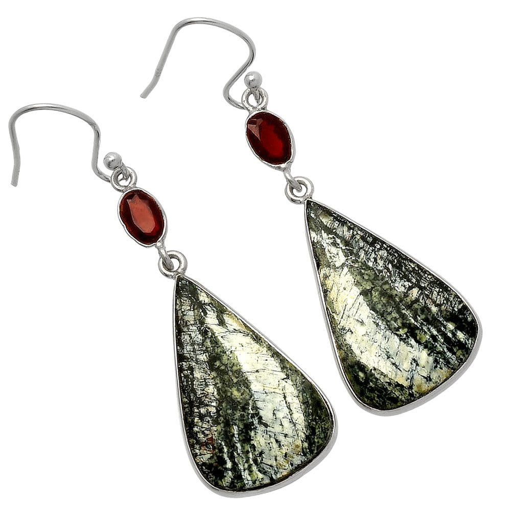 Natural Chrysotile & Garnet Earrings E-1002 SDE82578