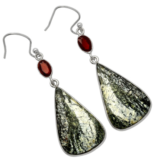 Natural Chrysotile & Garnet Earrings E-1002 SDE82578