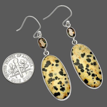 Natural Dalmatian & Smoky Quartz Earrings E-1002 SDE82584