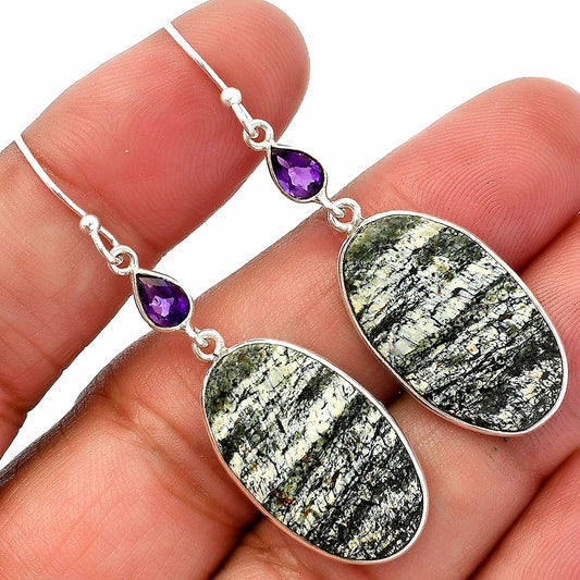 Natural Chrysotile & Amethyst Earrings E-1002 SDE82601