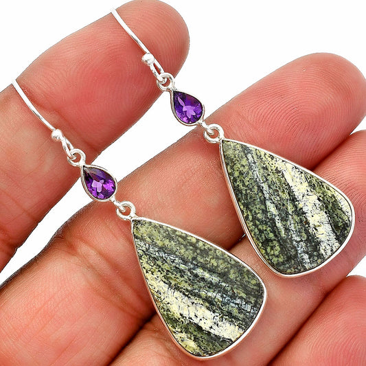 Natural Chrysotile & Amethyst Earrings E-1002 SDE82603