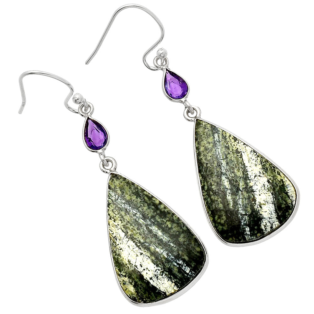 Natural Chrysotile & Amethyst Earrings E-1002 SDE82603