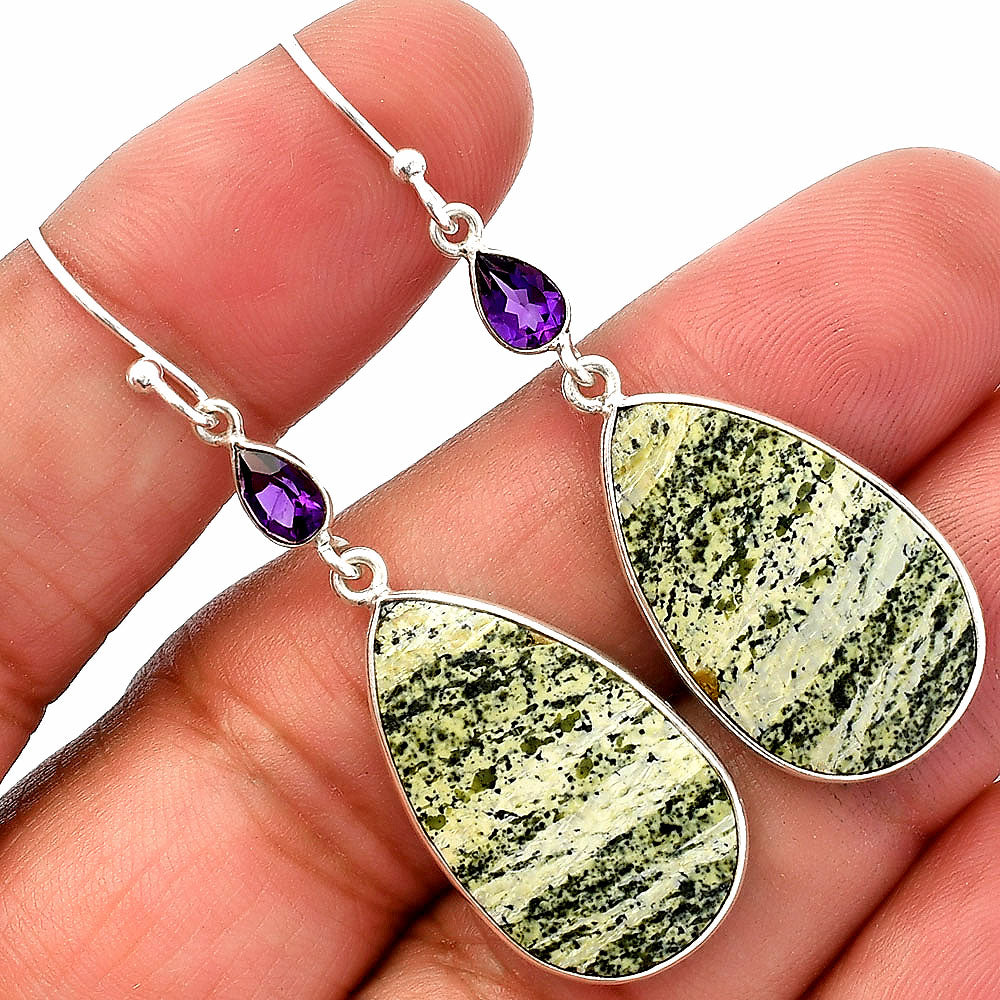 Natural Chrysotile & Amethyst Earrings E-1002 SDE82610