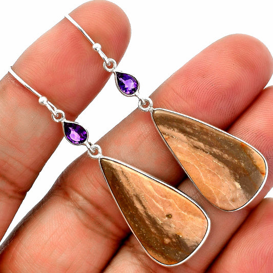 Porcelain Jasper & Amethyst Earrings E-1002 SDE82612