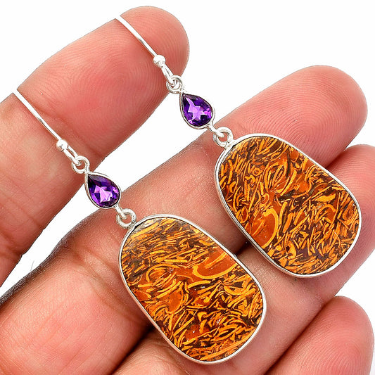 Coquina Fossil Jasper & Amethyst Earrings E-1002 SDE82624