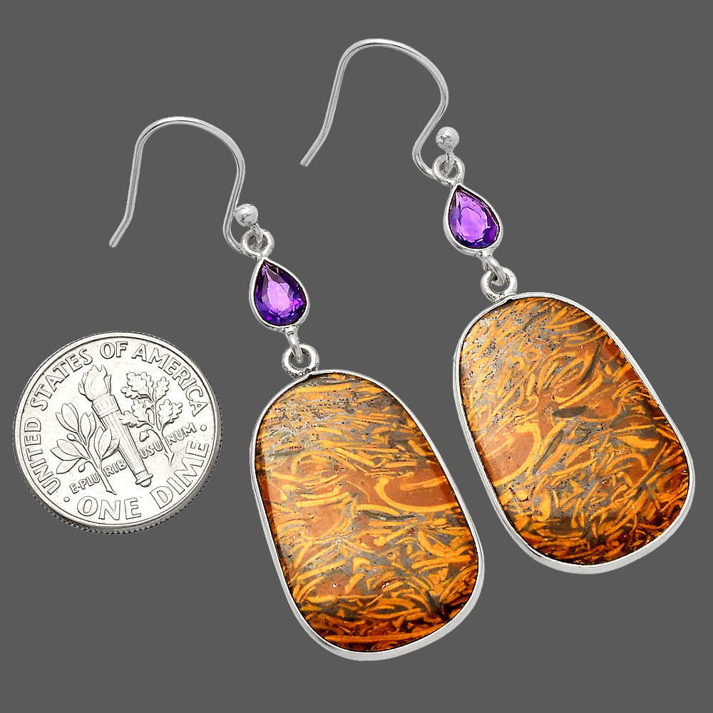 Coquina Fossil Jasper & Amethyst Earrings E-1002 SDE82624
