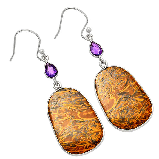 Coquina Fossil Jasper & Amethyst Earrings E-1002 SDE82624