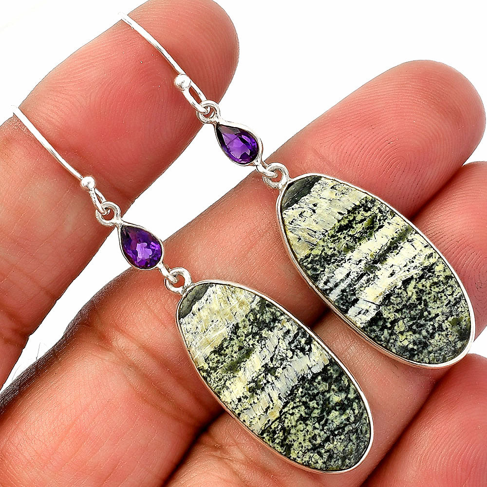 Natural Chrysotile & Amethyst Earrings E-1002 SDE82630