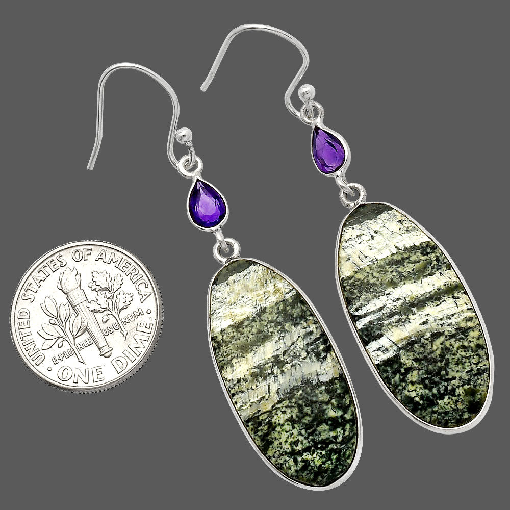 Natural Chrysotile & Amethyst Earrings E-1002 SDE82630