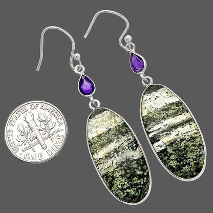 Natural Chrysotile & Amethyst Earrings E-1002 SDE82630