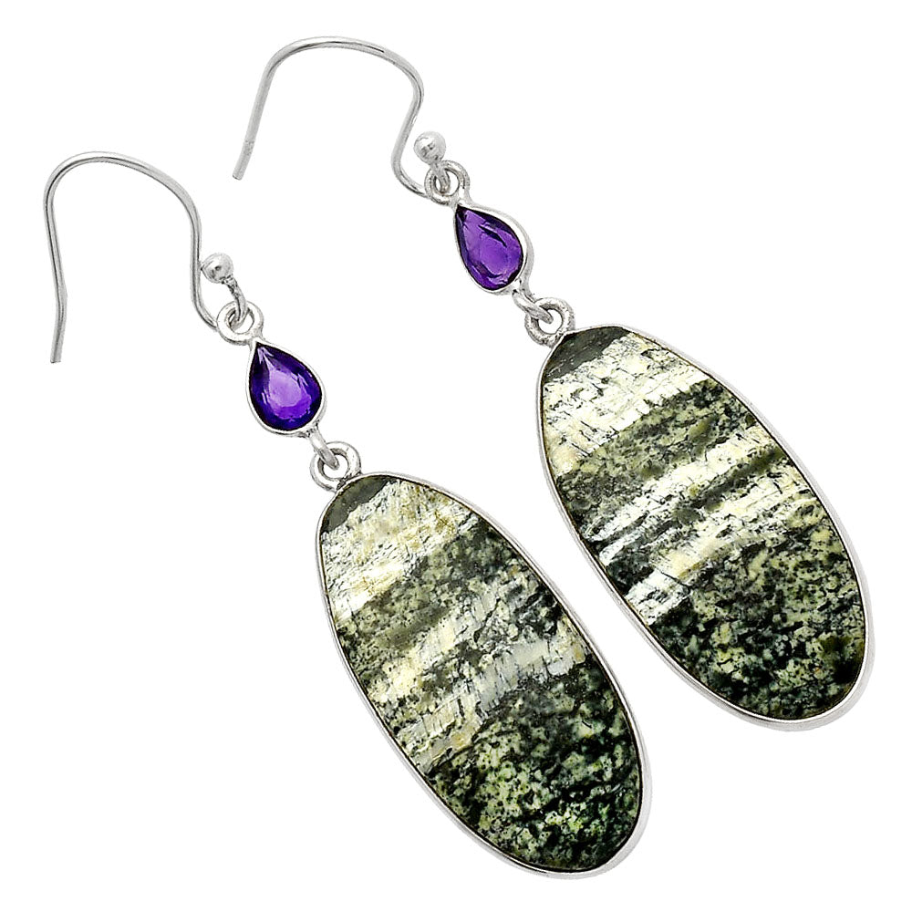 Natural Chrysotile & Amethyst Earrings E-1002 SDE82630