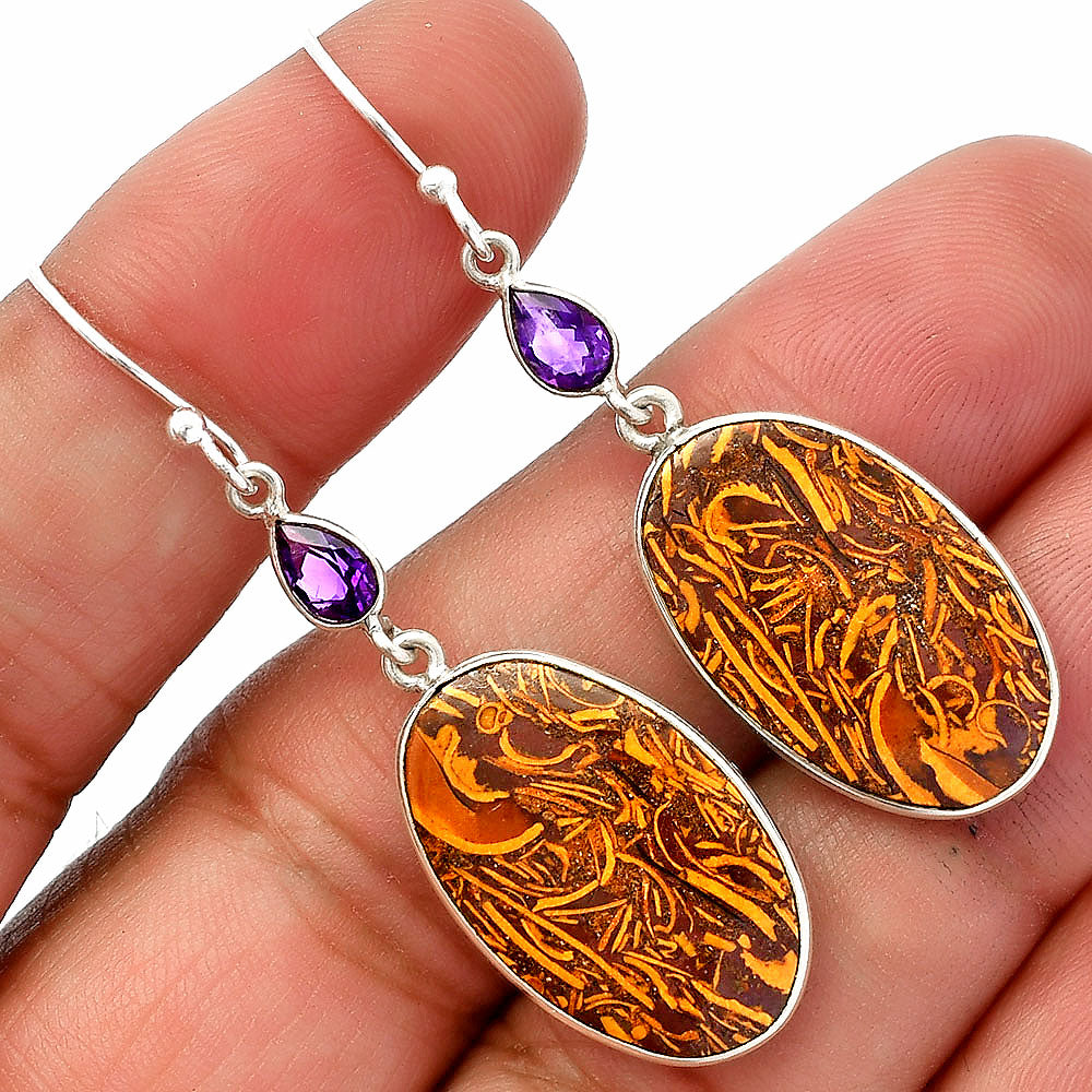 Coquina Fossil Jasper & Amethyst Earrings E-1002 SDE82641
