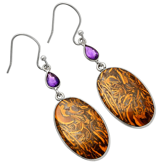Coquina Fossil Jasper & Amethyst Earrings E-1002 SDE82641