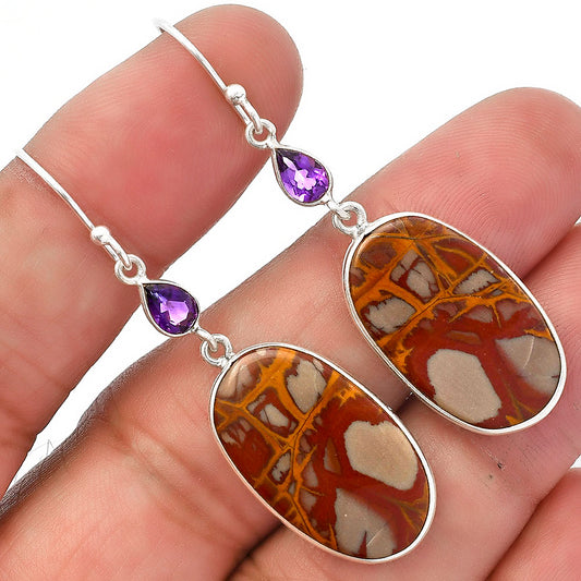 Natural Noreena Jasper & Amethyst Earrings E-1002 SDE82643