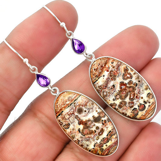 Leopard Skin Jasper & Amethyst Earrings E-1002 SDE82647