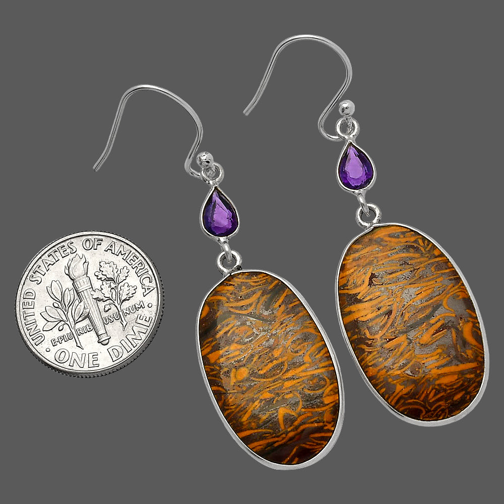 Coquina Fossil Jasper & Amethyst Earrings E-1002 SDE82648