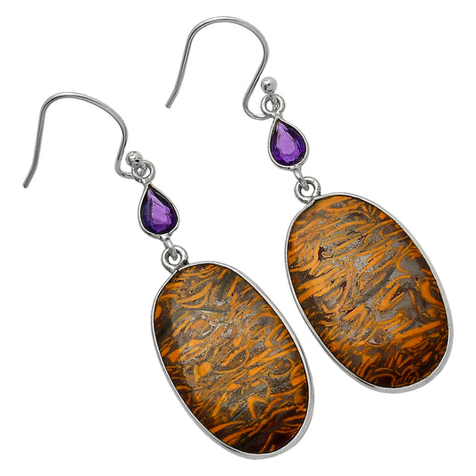 Coquina Fossil Jasper & Amethyst Earrings E-1002 SDE82648