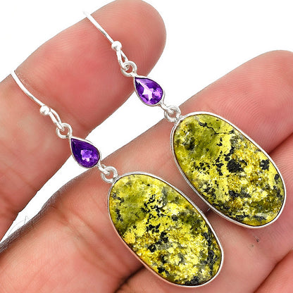Natural Serpentine & Amethyst Earrings E-1002 SDE82652