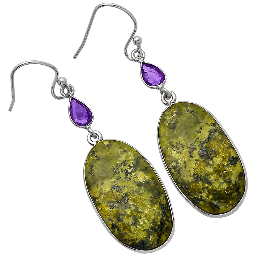 Natural Serpentine & Amethyst Earrings E-1002 SDE82652
