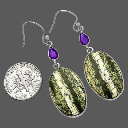 Natural Chrysotile & Amethyst Earrings E-1002 SDE82653