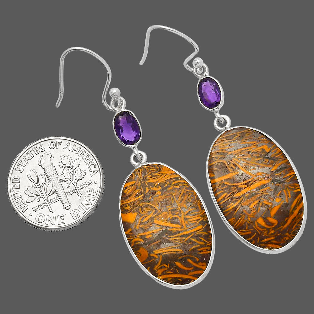 Coquina Fossil Jasper & Amethyst Earrings E-1002 SDE82670