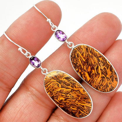 Coquina Fossil Jasper & Amethyst Earrings E-1002 SDE82673