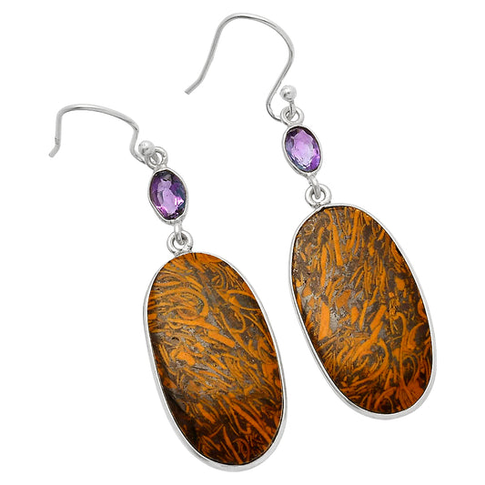 Coquina Fossil Jasper & Amethyst Earrings E-1002 SDE82673