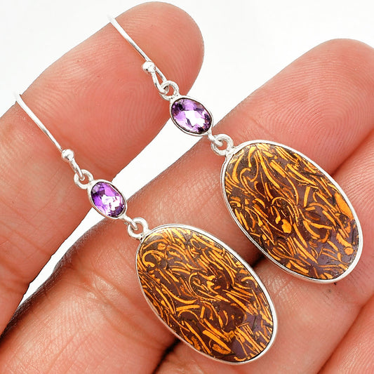 Coquina Fossil Jasper & Amethyst Earrings E-1002 SDE82684