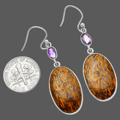 Coquina Fossil Jasper & Amethyst Earrings E-1002 SDE82684