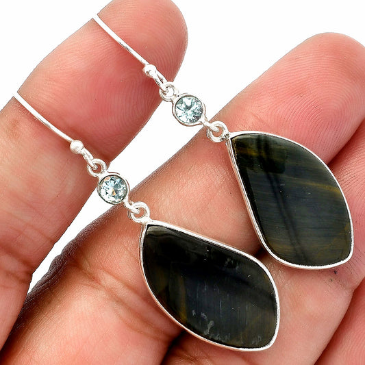 Blue Tiger Eye & Sky Blue Topaz Earrings E-1002 SDE82703