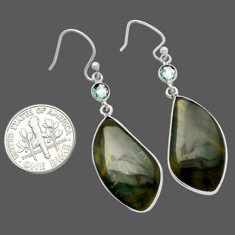 Blue Tiger Eye & Sky Blue Topaz Earrings E-1002 SDE82703