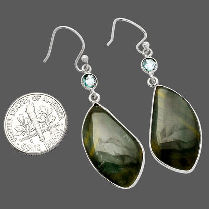 Blue Tiger Eye & Sky Blue Topaz Earrings E-1002 SDE82703