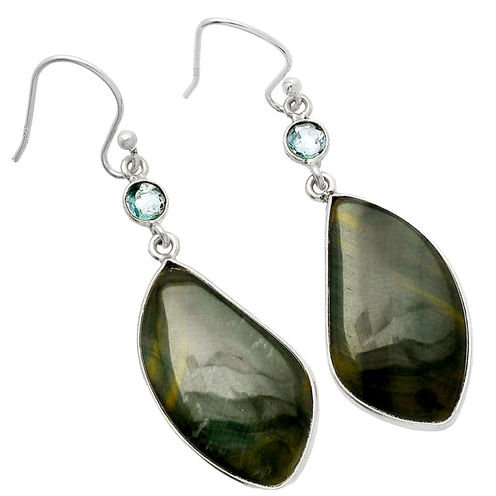 Blue Tiger Eye & Sky Blue Topaz Earrings E-1002 SDE82703