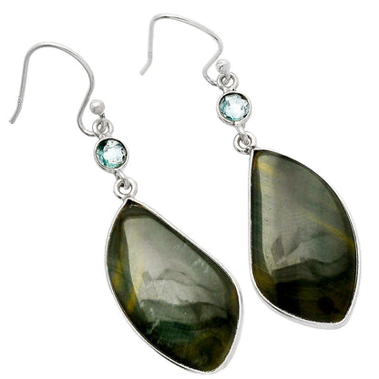 Blue Tiger Eye & Sky Blue Topaz Earrings E-1002 SDE82703