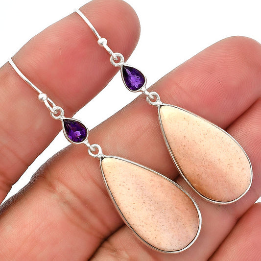 Natural Pink Aventurine & Amethyst Earrings E-1002 SDE82725