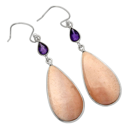 Natural Pink Aventurine & Amethyst Earrings E-1002 SDE82725