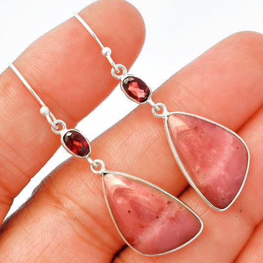 Natural Guava Quartz & Garnet Earrings E-1002 SDE82953