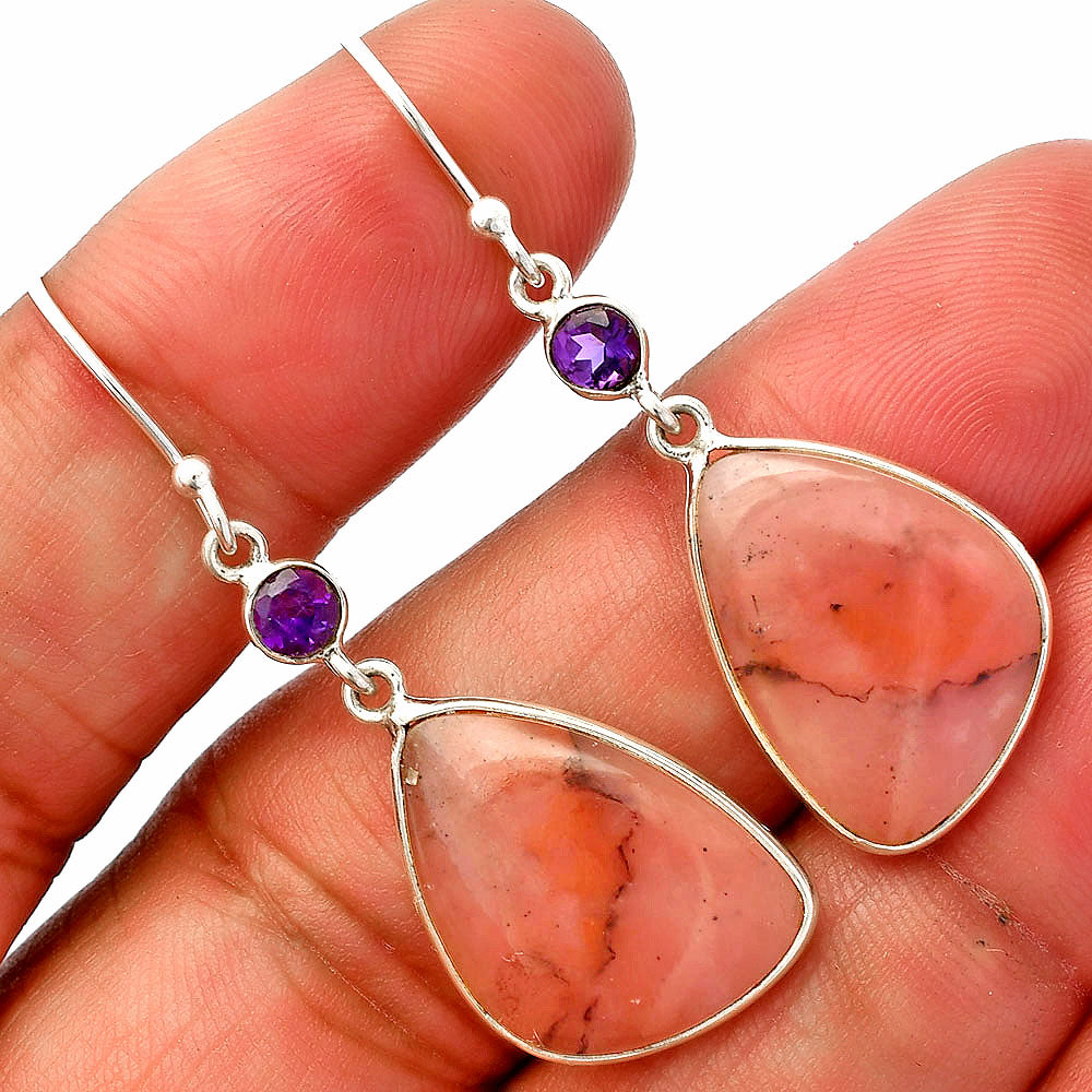 Natural Guava Quartz & Amethyst Earrings E-1002 SDE83051
