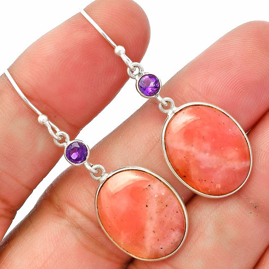 Natural Guava Quartz & Amethyst Earrings E-1002 SDE83074