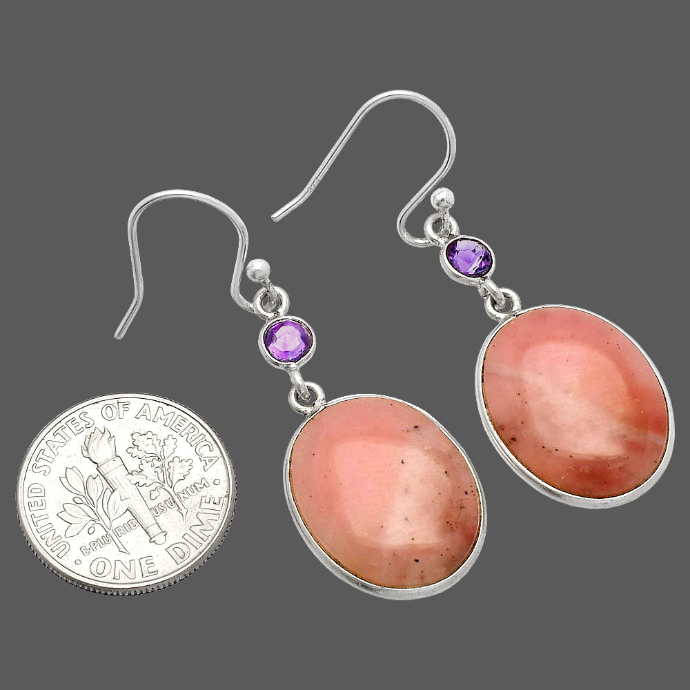 Natural Guava Quartz & Amethyst Earrings E-1002 SDE83074