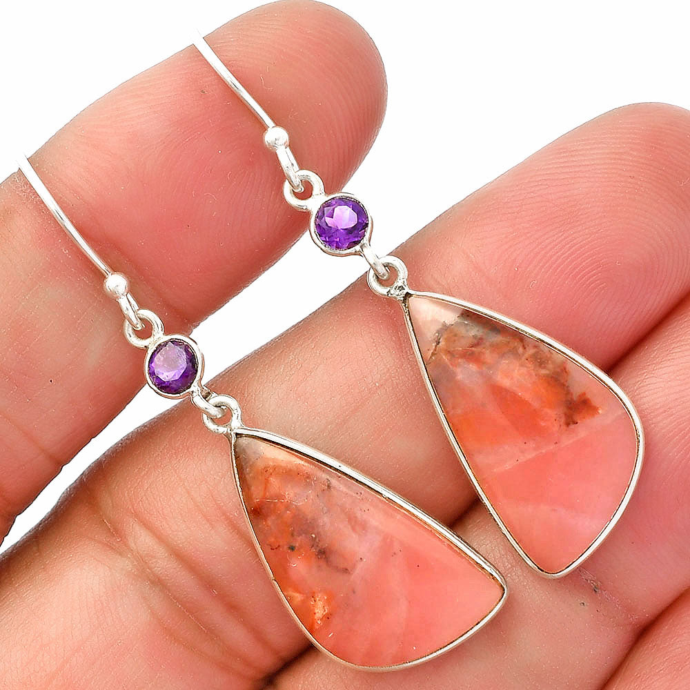 Natural Guava Quartz & Amethyst Earrings E-1002 SDE83075